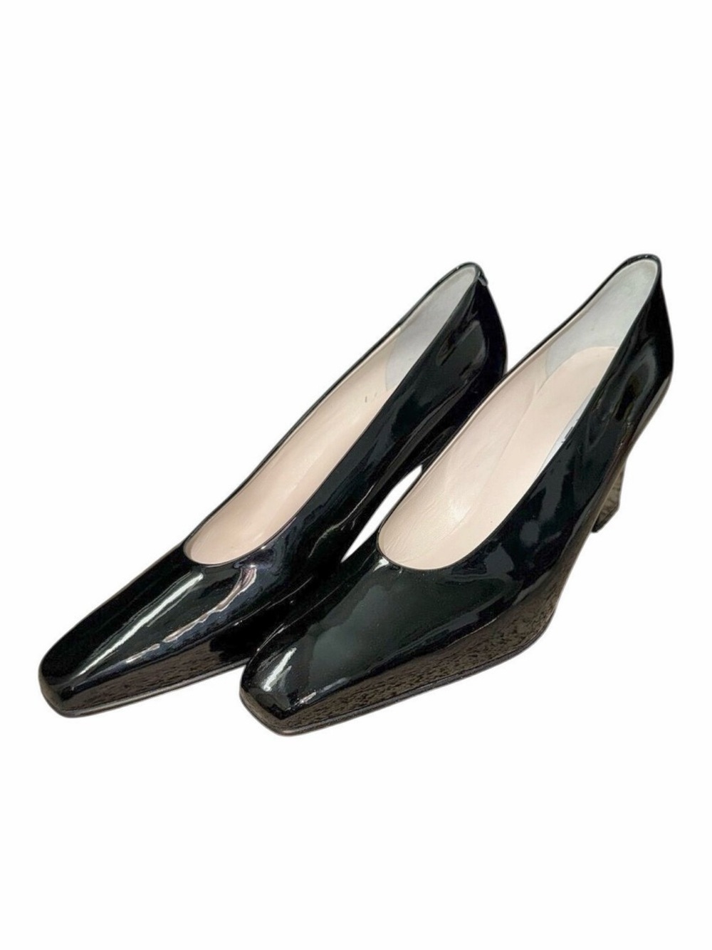 VIA SPIGA Black Patent Leather Square Toe Block Heel Pumps Career CEO Work | 10B